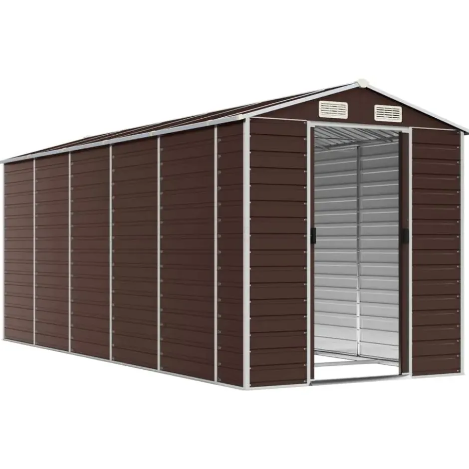 vidaXL - Tuinhuis Bruin 191x470x198 cm Gegalvaniseerd Staal