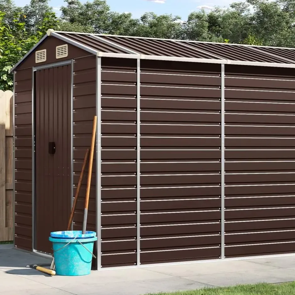 vidaXL - Tuinhuis Bruin 191x555x198 cm Gegalvaniseerd Staal