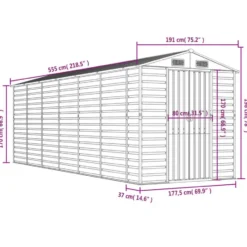 vidaXL - Tuinhuis Bruin 191x555x198 cm Gegalvaniseerd Staal