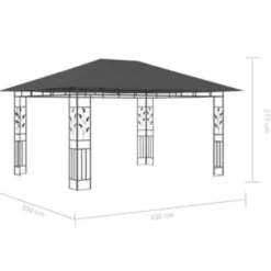 vidaXL - Tuinhuisje - Antraciet - Stof - 4 x 3 x 2.73 m