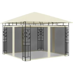 vidaXL - Tuinhuisje - Crème - Stof - 3 x 3 x 2.73 m