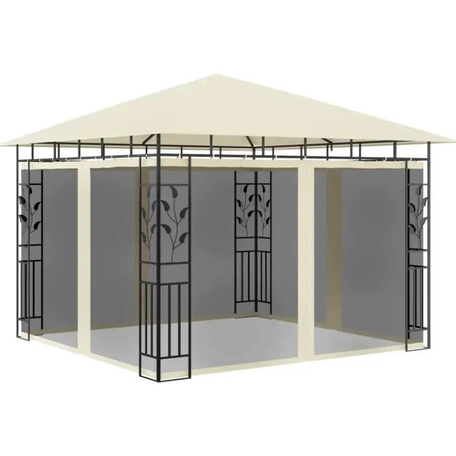 vidaXL - Tuinhuisje - Crème - Stof - 3 x 3 x 2.73 m
