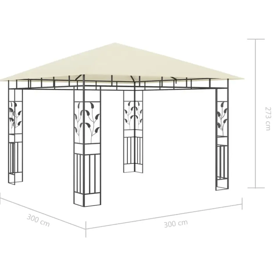 vidaXL - Tuinhuisje - Crème - Stof - 3 x 3 x 2.73 m