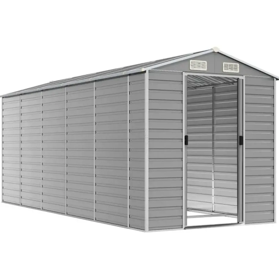 vidaXL - Tuinhuis Lichtgrijs 191x470x198 cm Gegalvaniseerd Staal
