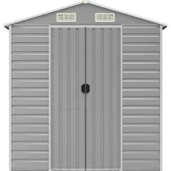 vidaXL - Tuinhuis Lichtgrijs 191x470x198 cm Gegalvaniseerd Staal