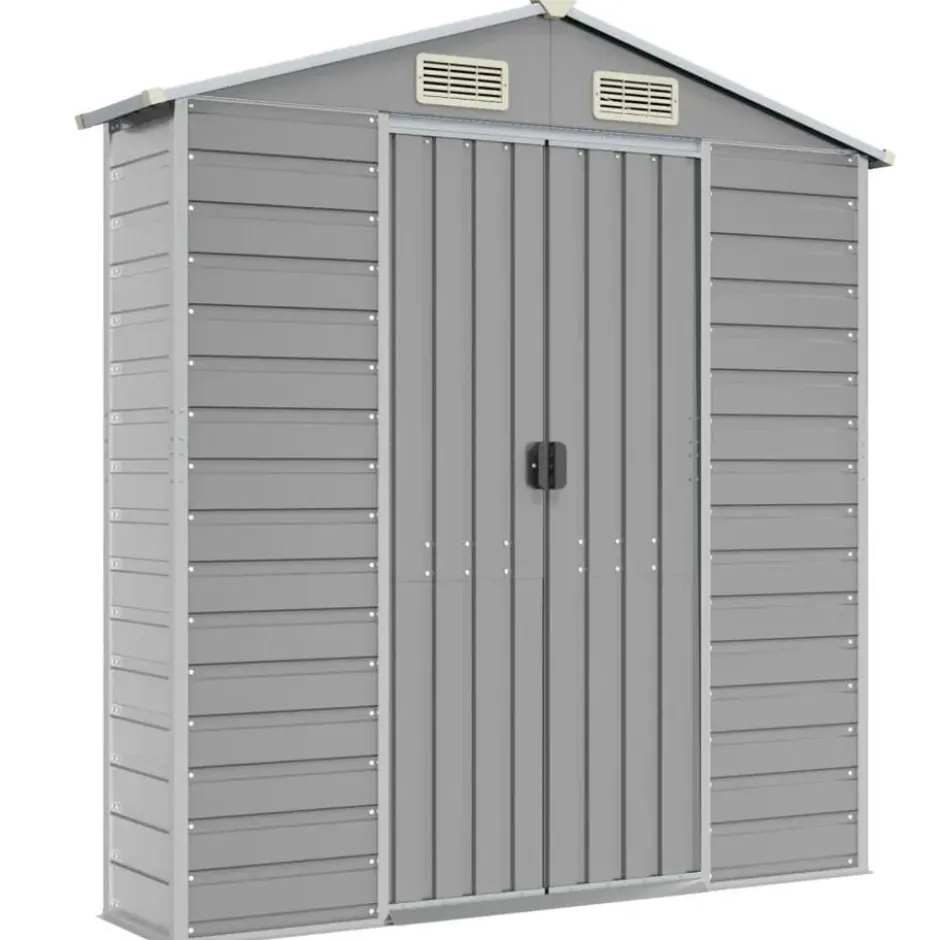 vidaXL - Tuinhuis Lichtgrijs 191x470x198 cm Gegalvaniseerd Staal