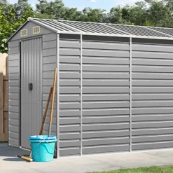vidaXL - Tuinhuis Lichtgrijs 191x470x198 cm Gegalvaniseerd Staal