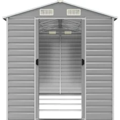 vidaXL - Tuinhuis Lichtgrijs 191x385x198 cm Gegalvaniseerd Staal
