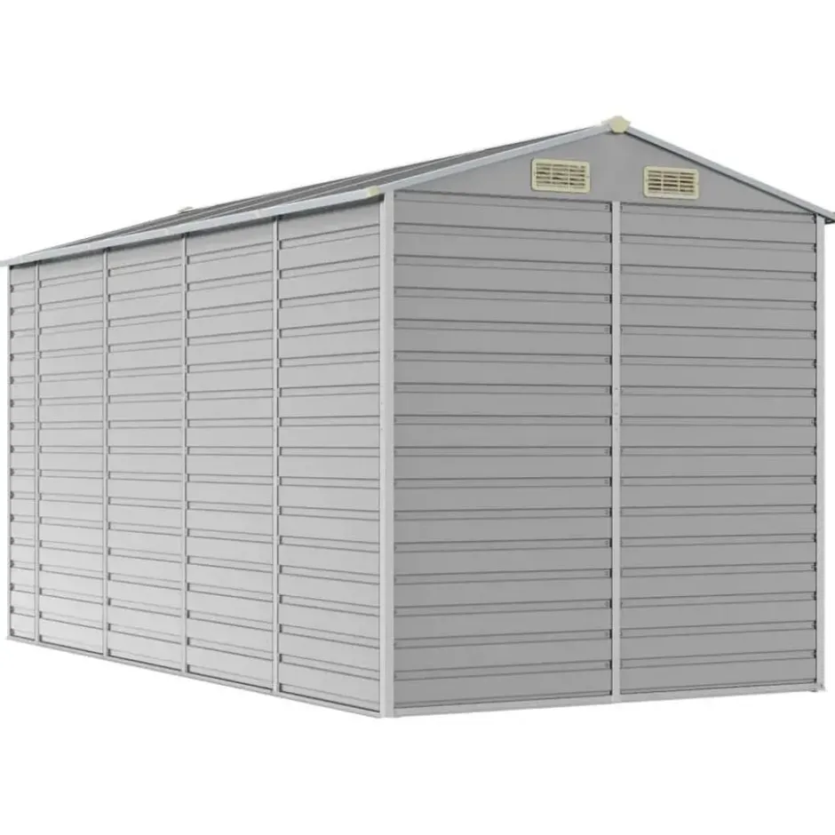 vidaXL - Tuinhuis Lichtgrijs 191x385x198 cm Gegalvaniseerd Staal