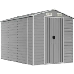 vidaXL - Tuinhuis Lichtgrijs 191x300x198 cm Gegalvaniseerd Staal