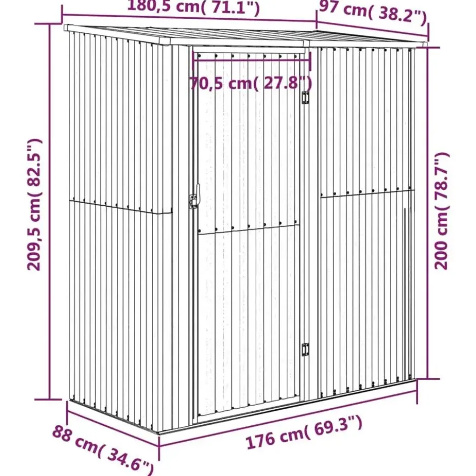 vidaXL - Tuinhuis 180,5x97x209,5 cm gegalvaniseerd staal houtlook