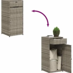 vidaXL - Tuinkast 55x55x111 cm poly rattan grijs tuin kast kastje buiten