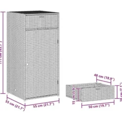 vidaXL - Tuinkast 55x55x111 cm poly rattan grijs tuin kast kastje buiten