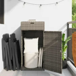 vidaXL - Tuinkast 55x55x111 cm poly rattan grijs tuin kast kastje buiten