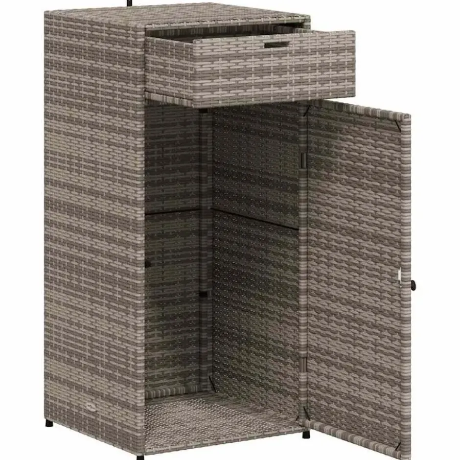vidaXL - Tuinkast 55x55x111 cm poly rattan grijs tuin kast kastje buiten