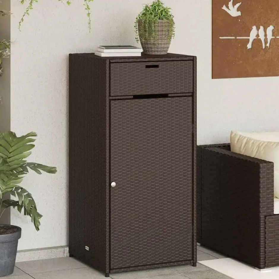 vidaXL - Tuinkast 55x55x111 cm poly rattan bruin tuin kast kastje buiten