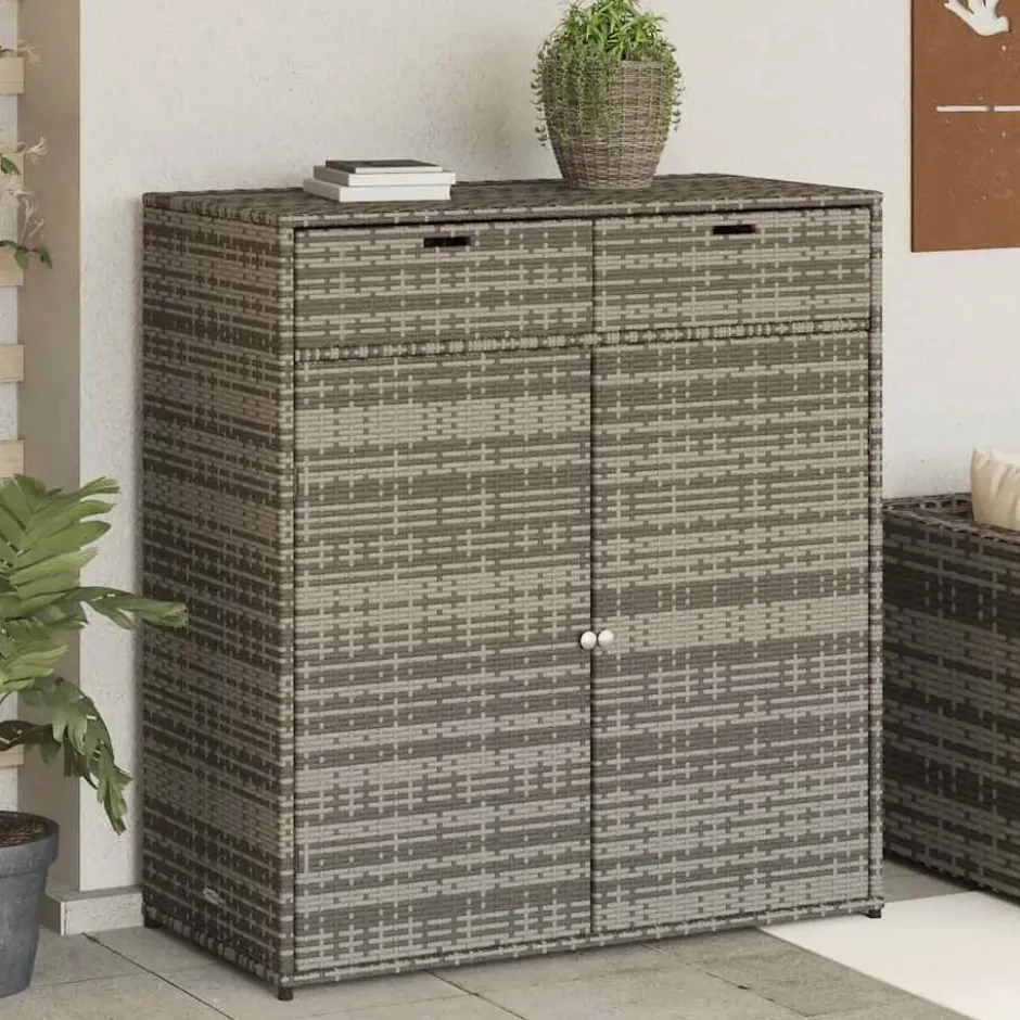 vidaXL - Tuinkast 105x55x113 cm poly rattan grijs tuin kast kastje buiten