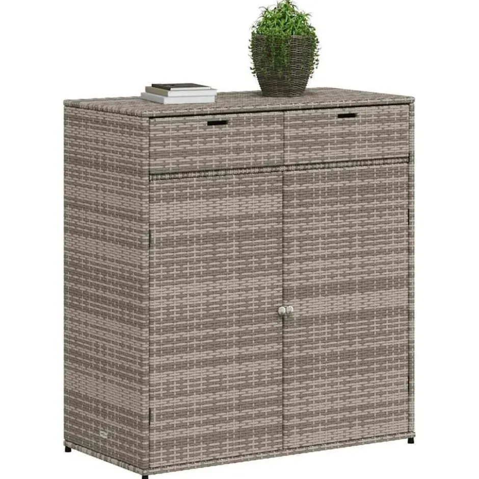 vidaXL - Tuinkast 105x55x113 cm poly rattan grijs tuin kast kastje buiten