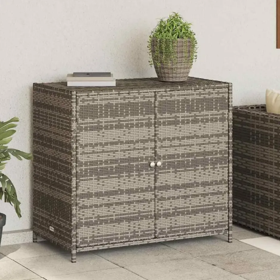vidaXL - Tuinkast 83x45x76 cm poly rattan grijs tuin kast kastje buiten