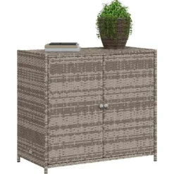 vidaXL - Tuinkast 83x45x76 cm poly rattan grijs tuin kast kastje buiten