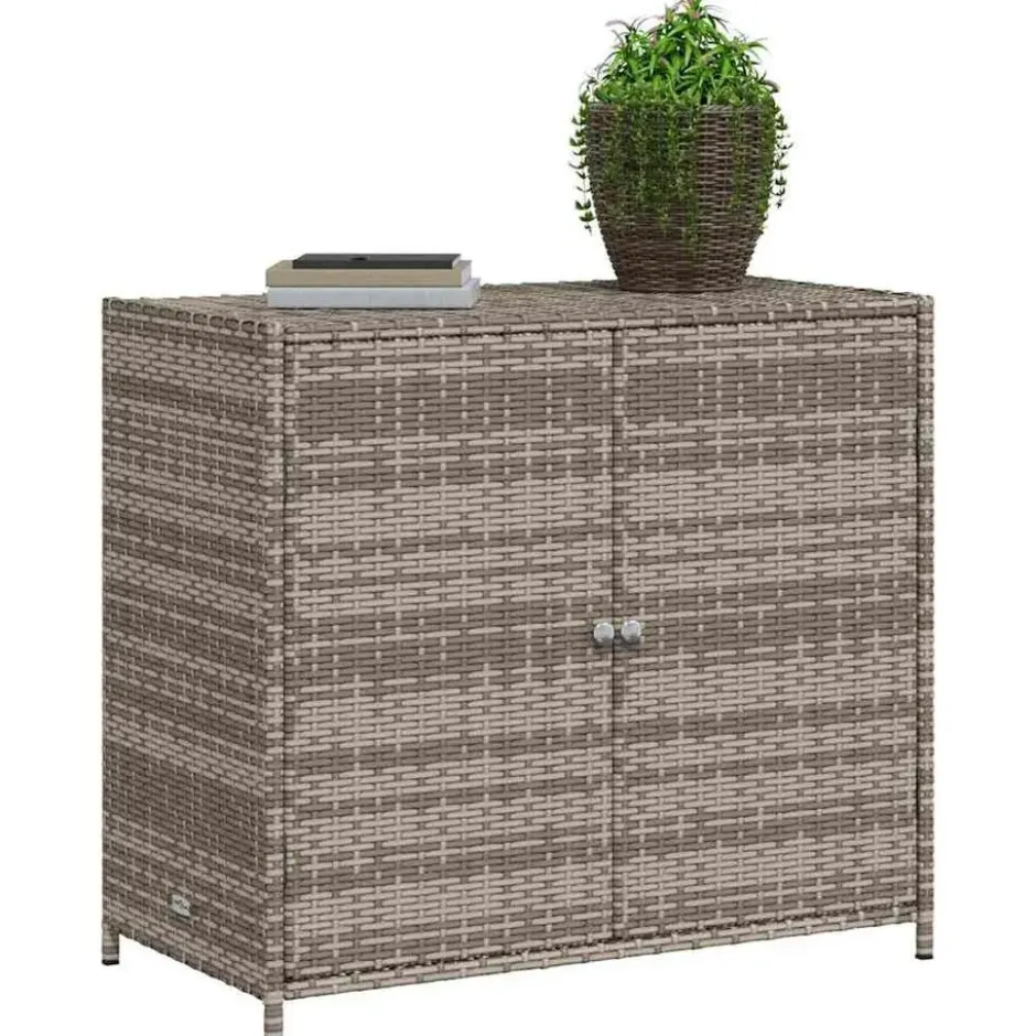 vidaXL - Tuinkast 83x45x76 cm poly rattan grijs tuin kast kastje buiten