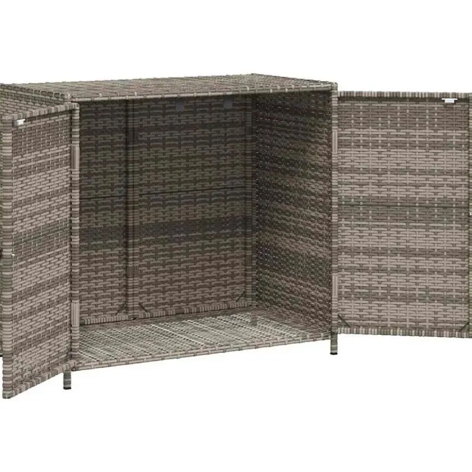 vidaXL - Tuinkast 83x45x76 cm poly rattan grijs tuin kast kastje buiten