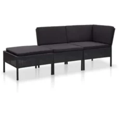 vidaXL - Tuin Loungeset - Zwart - Poly rattan
