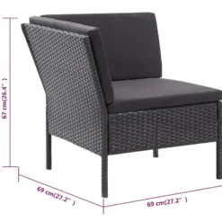 vidaXL - Tuin Loungeset - Zwart - Poly rattan