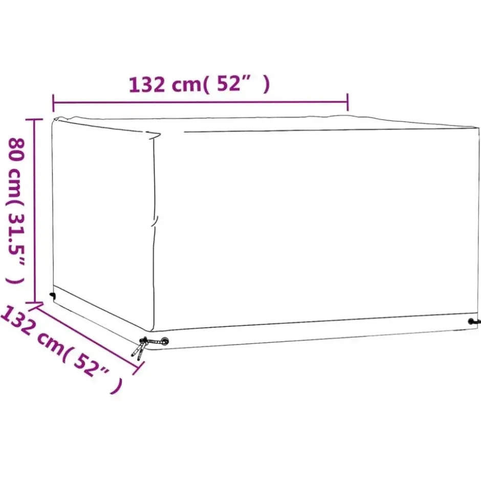 vidaXL - Tuinmeubelhoes met 8 oogjes vierkant 132x132x80 cm tuinmeubel hoes