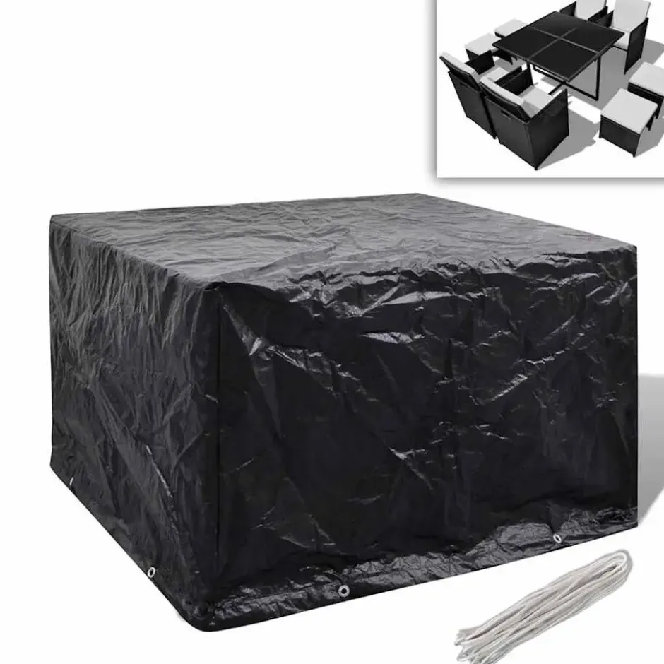 vidaXL - Tuinmeubelhoes 4-Persoons Poly Rattan Set 8 Oogjes Tuinhoes Meubelhoes