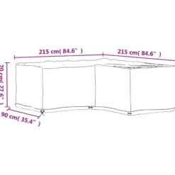 vidaXL - Tuinmeubelhoezen met 16 oogjes L-vormig 215x215x70 cm loungeset hoes