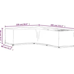 vidaXL - Tuinmeubelhoezen met 18 oogjes L-vormig 220x285x80 cm loungeset hoes