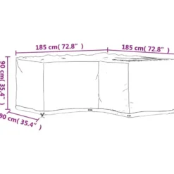 vidaXL - Tuinmeubelhoezen met 12 oogjes L-vormig 185x185x90 cm loungeset hoes