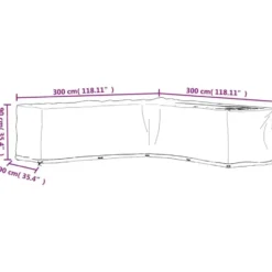 vidaXL - Tuinmeubelhoezen met 20 oogjes L-vormig 300x300x90 cm loungeset hoes