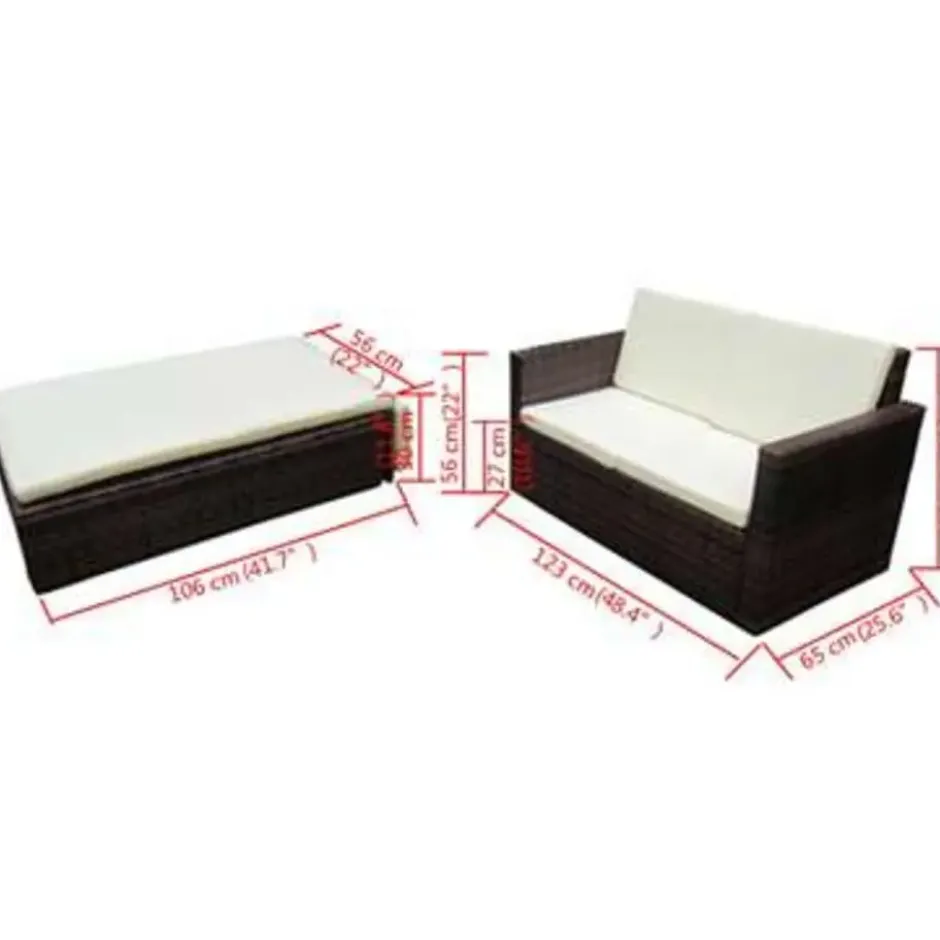vidaXL - Tuinmeubelset - Bruin - Poly rattan