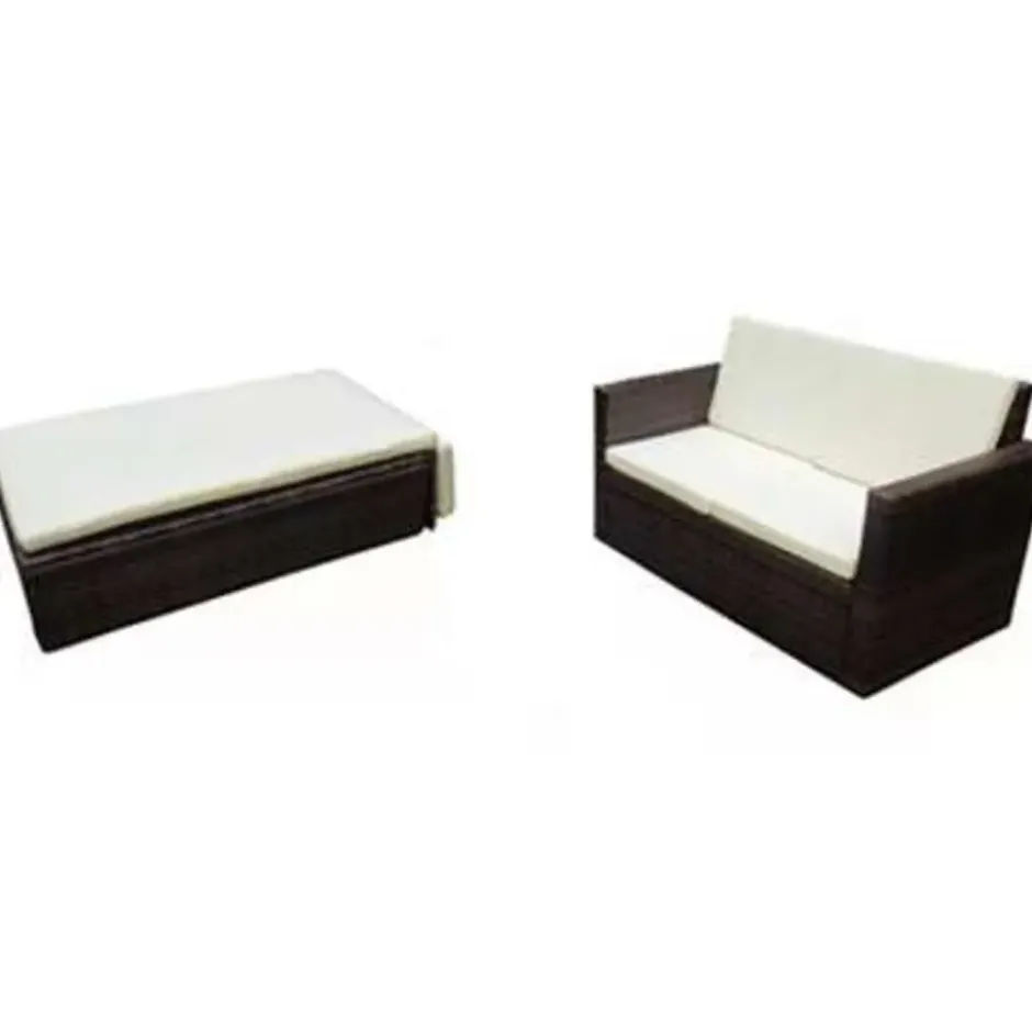 vidaXL - Tuinmeubelset - Bruin - Poly rattan