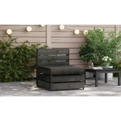 vidaXL - Tuinmiddenbank pallet - Grijs - Geïmpregneerd grenenhout - 60x70x66 cm