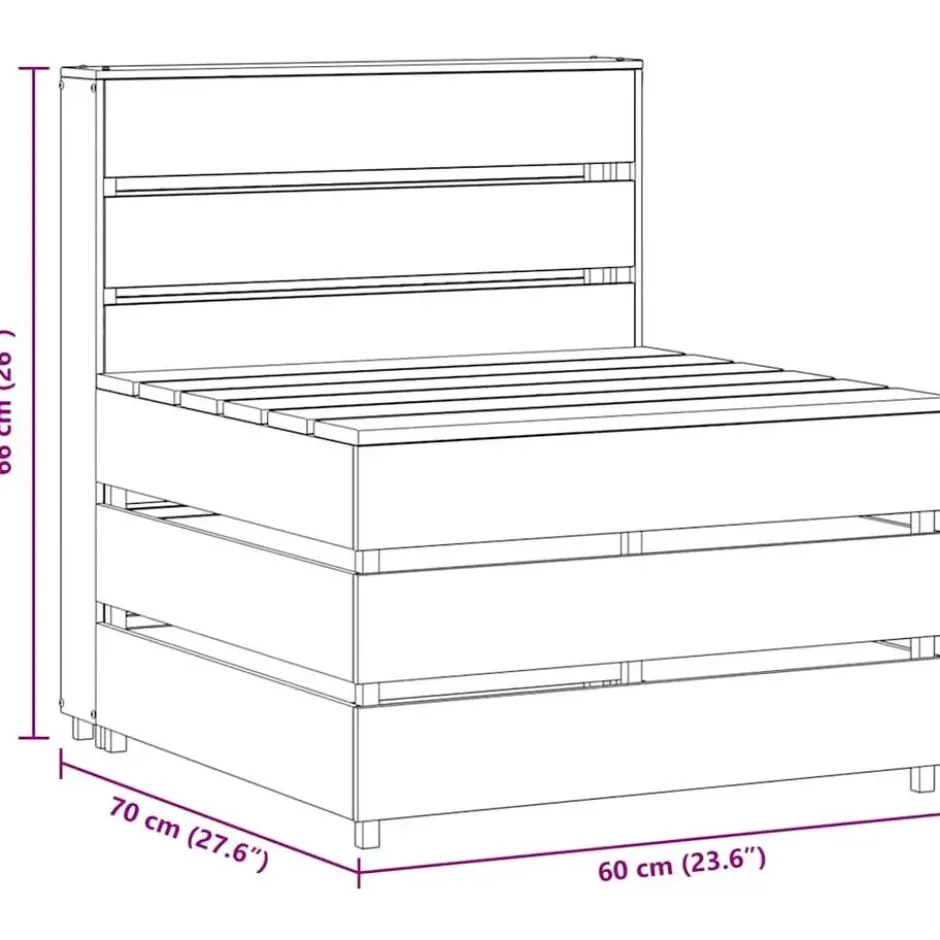 vidaXL - Tuinmiddenbank pallet - Grijs - Geïmpregneerd grenenhout - 60x70x66 cm