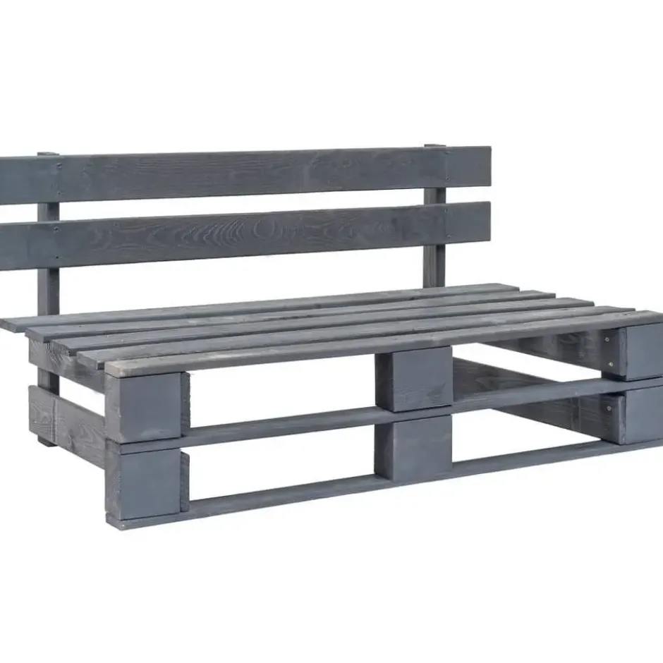 vidaXL - Tuinmiddenbank pallet - Grijs - Grenenhout