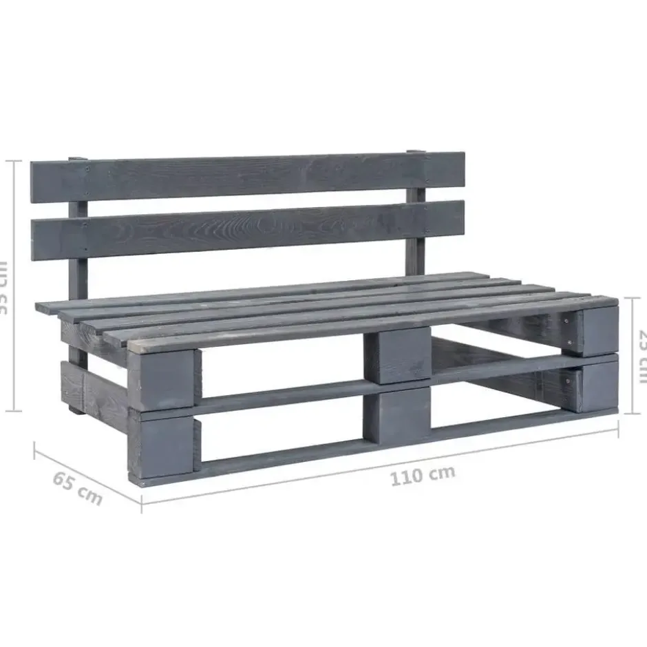 vidaXL - Tuinmiddenbank pallet - Grijs - Grenenhout
