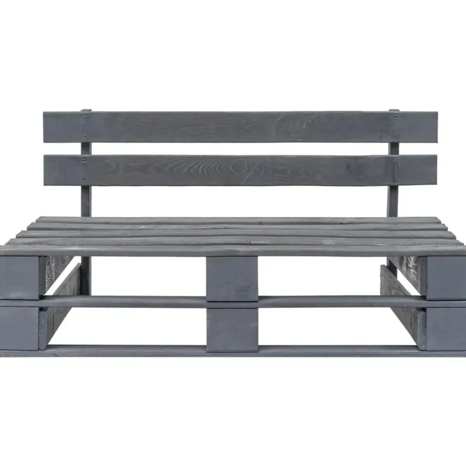 vidaXL - Tuinmiddenbank pallet - Grijs - Grenenhout