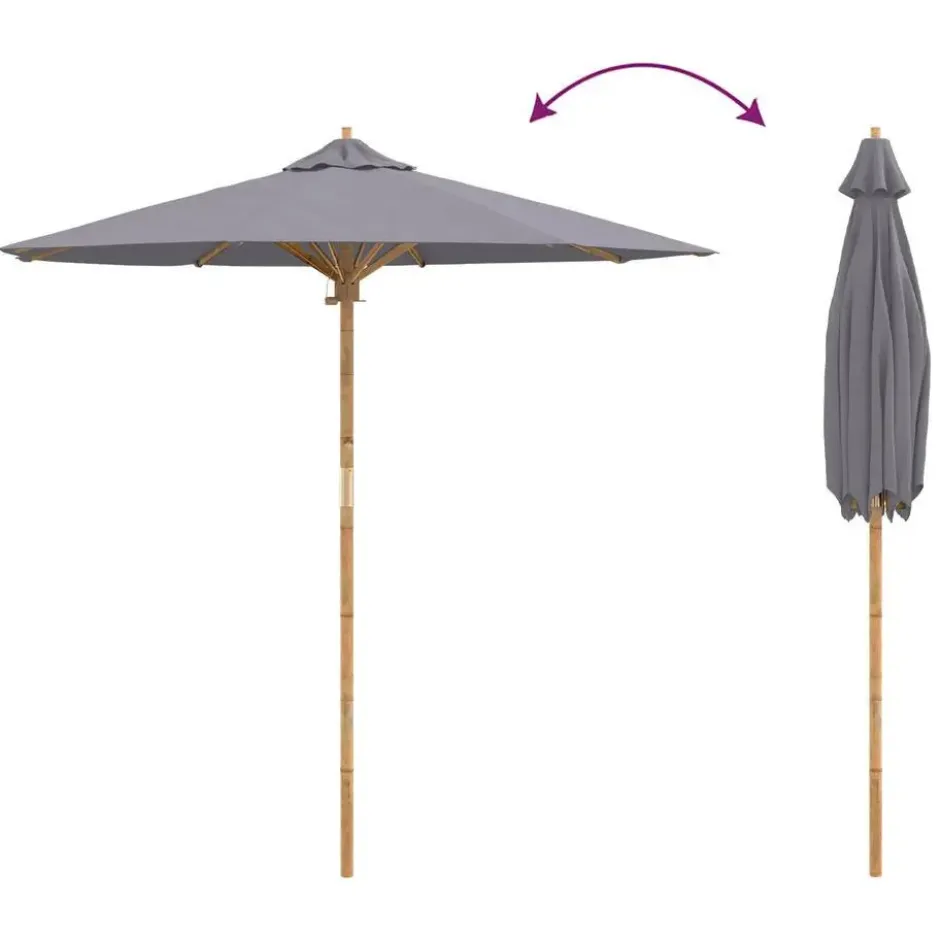 vidaXL - Tuinparasol - Grijs - Bamboe