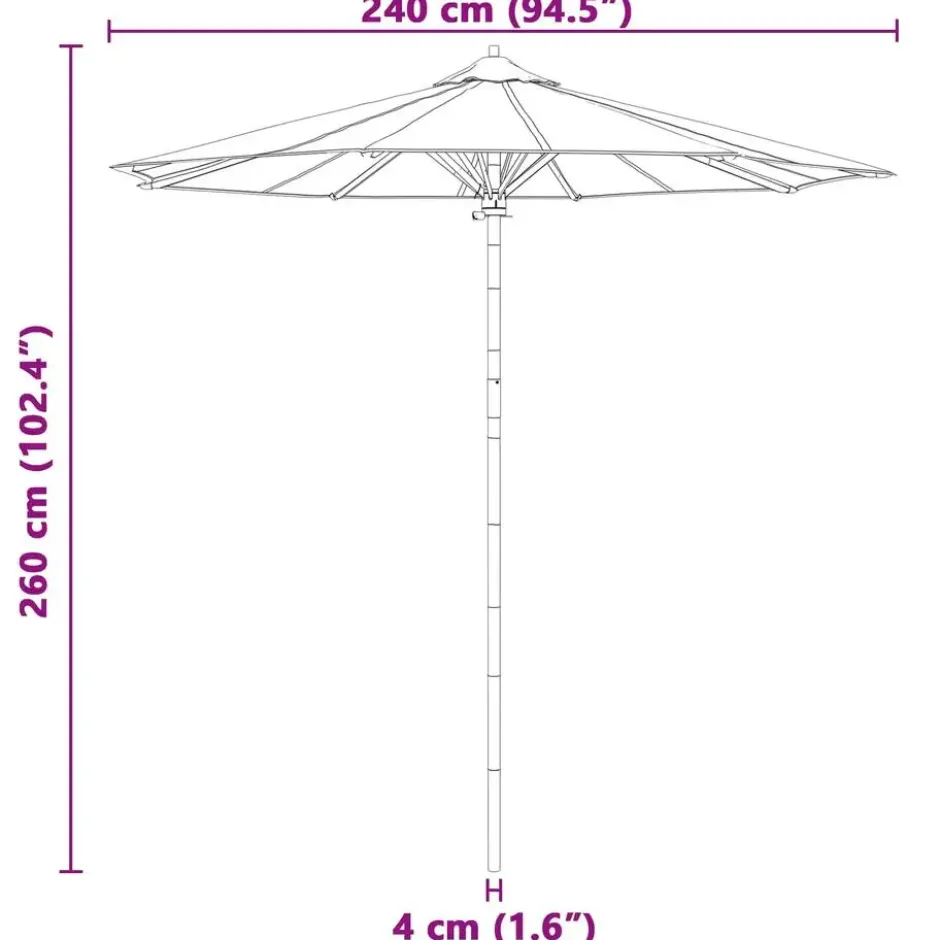 vidaXL - Tuinparasol - Wit - Bamboe