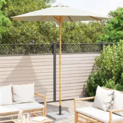 vidaXL - Tuinparasol - Wit - Bamboe
