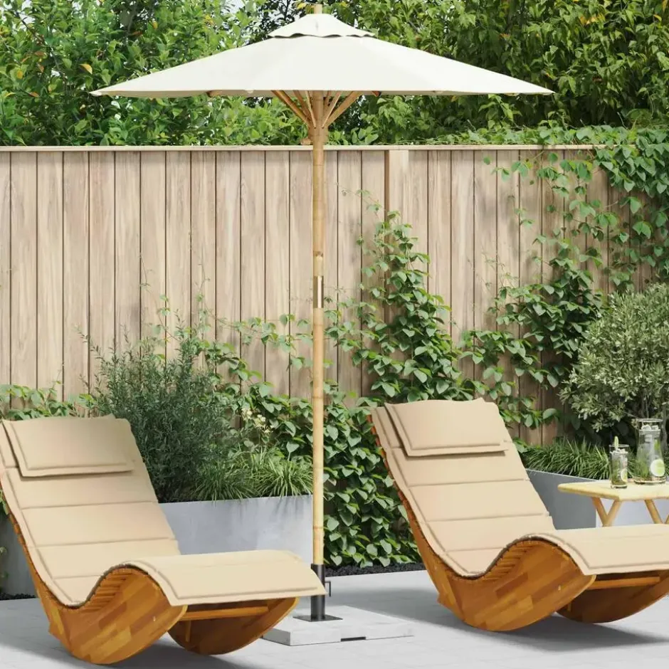vidaXL - Tuinparasol - Wit - Bamboe