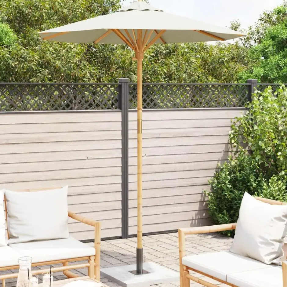 vidaXL - Tuinparasol - Wit - Bamboe