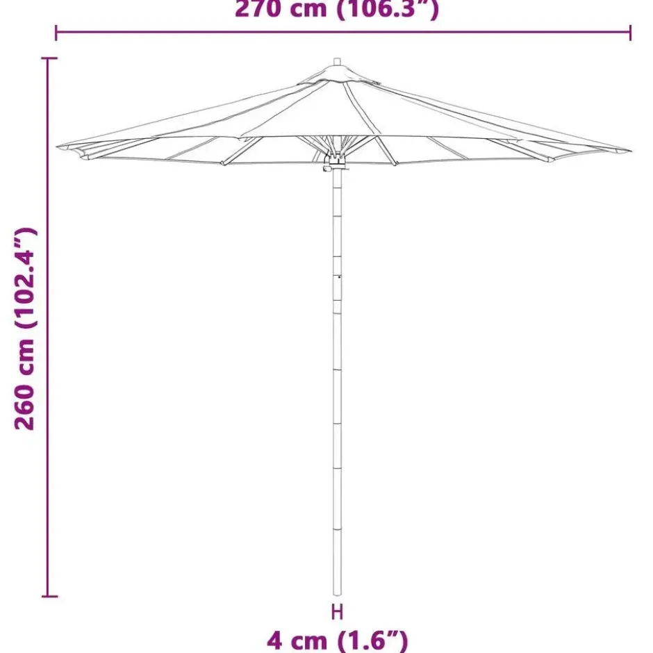 vidaXL - Tuinparasol - Wit - Bamboe
