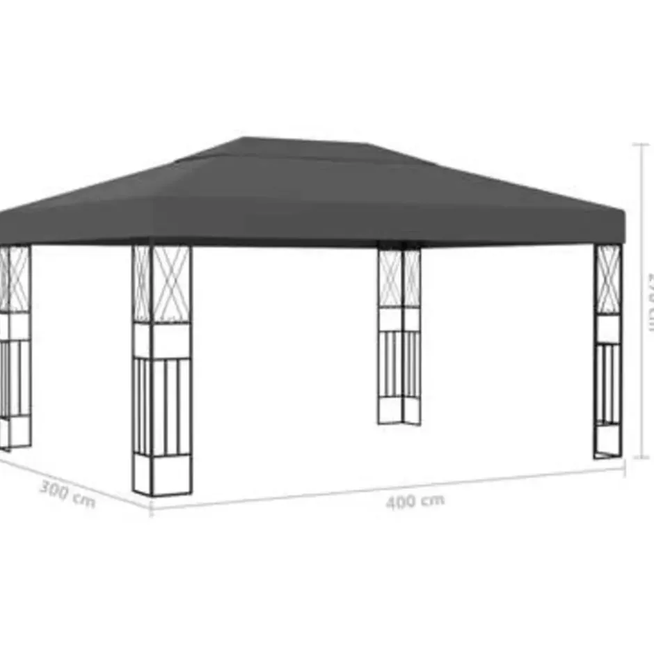 vidaXL - Tuinpaviljoen - Antraciet - Stof - 3 x 4 m