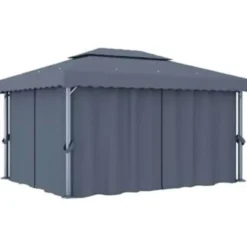 vidaXL - Tuinpaviljoen - Antraciet - Aluminium - 4 x 3 m
