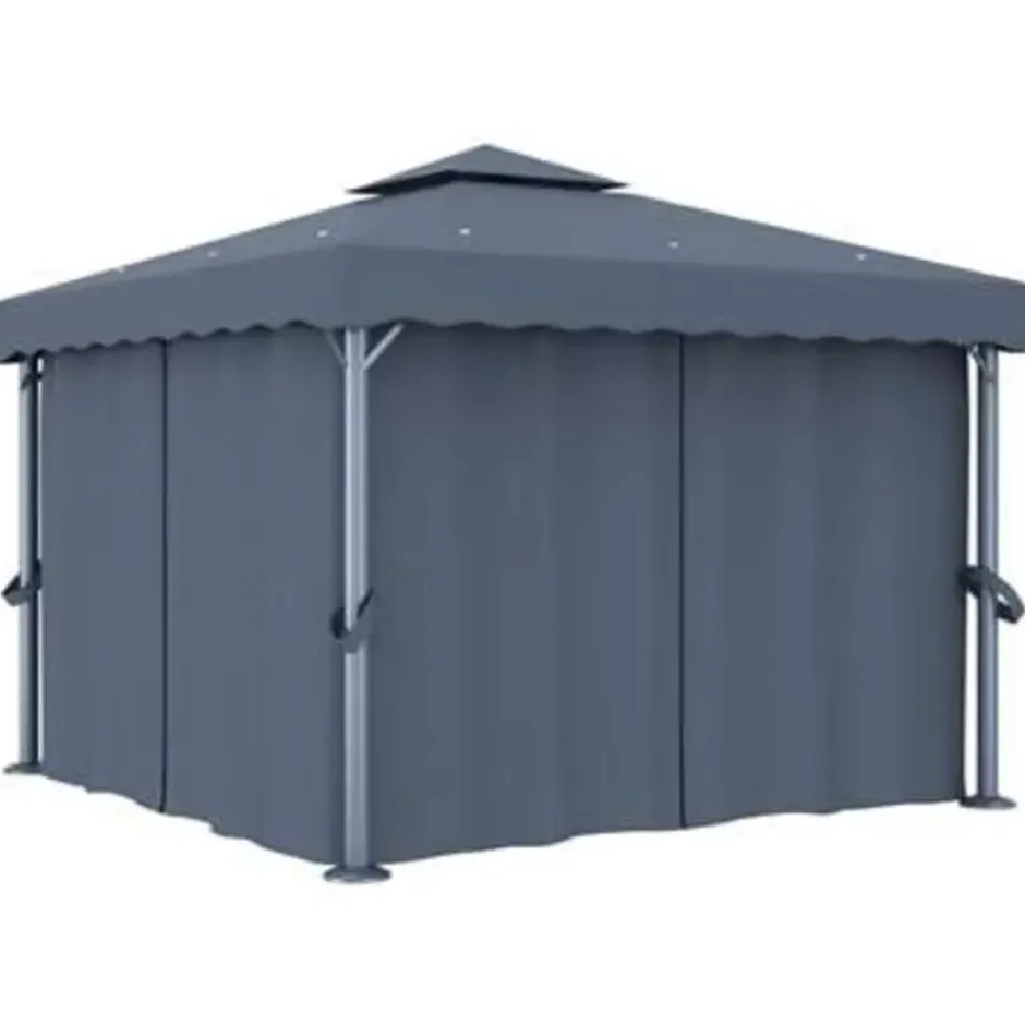 vidaXL - Tuinpaviljoen - Antraciet - Aluminium - 3 x 3 m